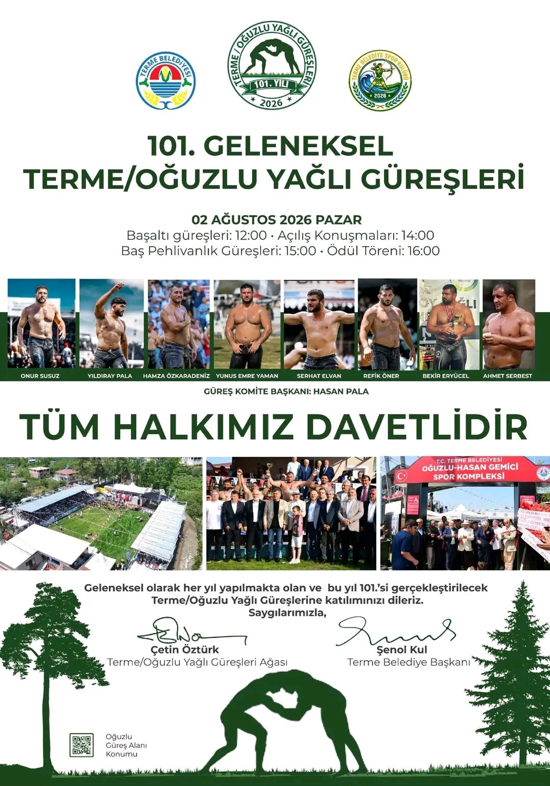 101. Geleneksel Terme Oğuzlu Yağlı Güreşleri 2 Ağustos’ta Er Meydanında Başlıyor